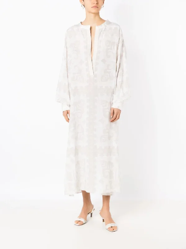 Valentino Garavani Geometric-Print Silk-Cotton Dress