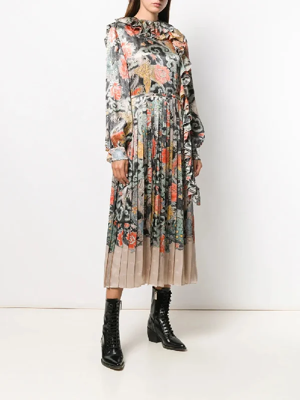 Valentino Garavani Oriental Print Satin Dress