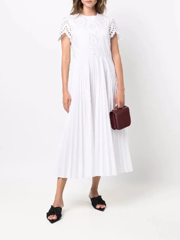 Valentino Garavani Broderie Anglaise Pleated Dress