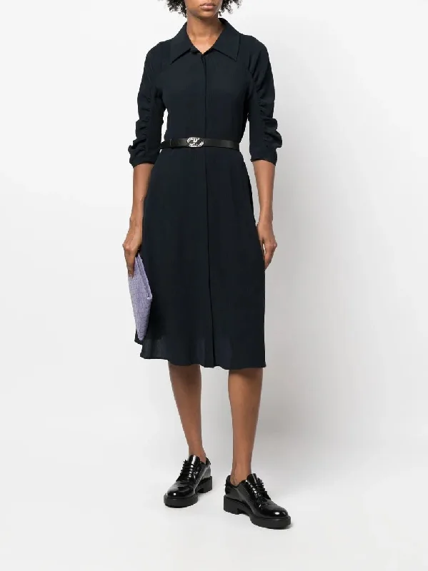 Ferragamo Belted Silk Shirt Dress