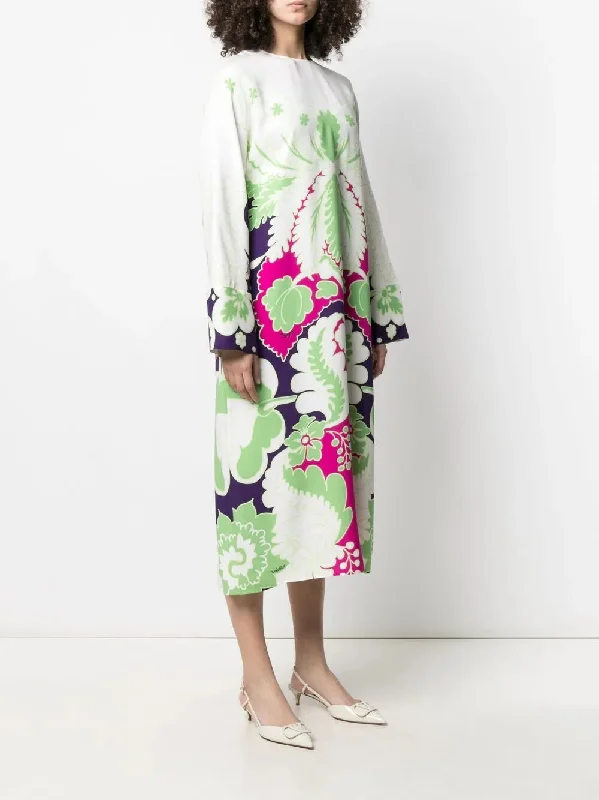 Valentino Garavani Floral Print Silk Midi Dress