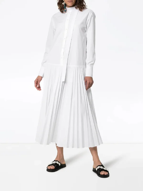 Valentino Garavani Pleated Cotton-Blend Poplin Dress