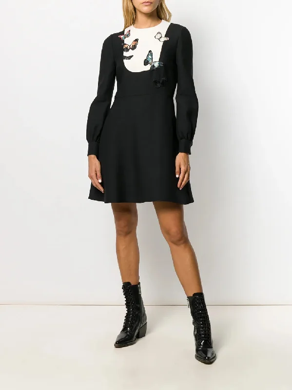 Valentino Garavani Embroidered Butterfly Flared Dress