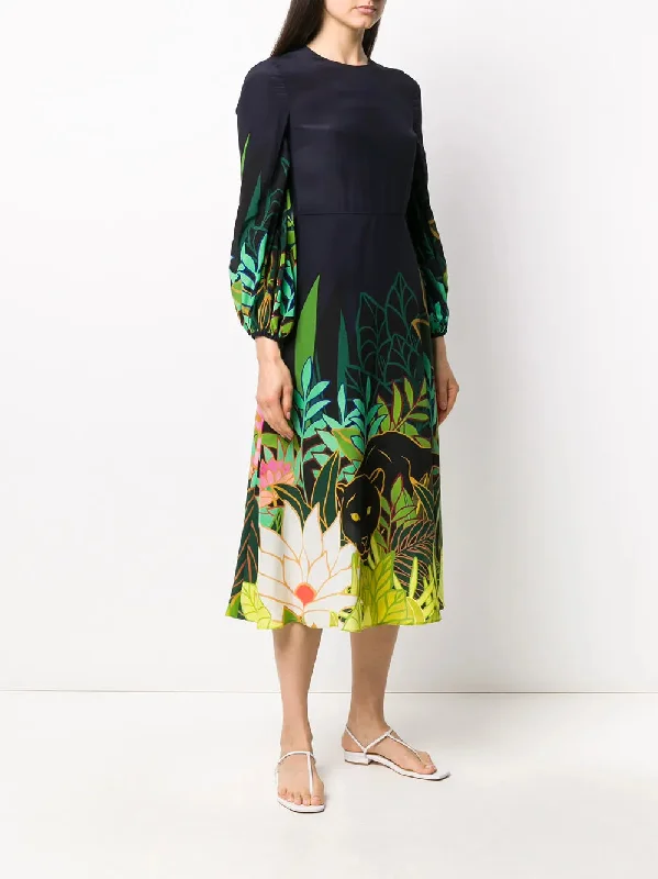 Valentino Garavani Panther In The Jungle Midi Dress